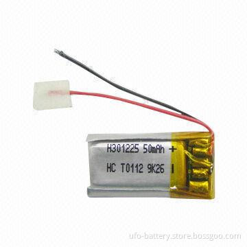 Lithium polymer battery packs with 3.7V 50mAh